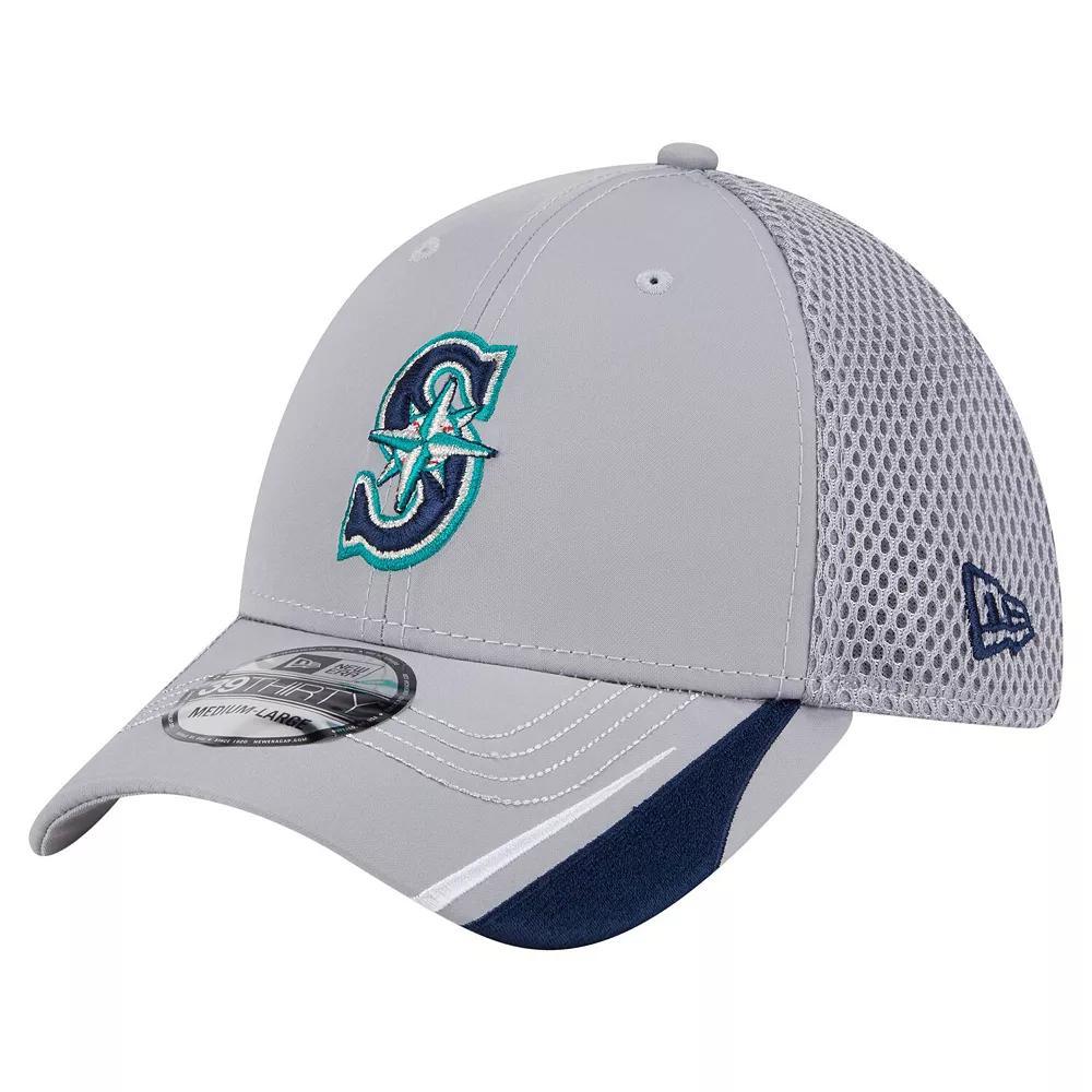 Men's New Era  Gray Seattle Mariners Linear 39THIRTY Flex-Fit Hat, Size: Medium/Large, Grey Product Image