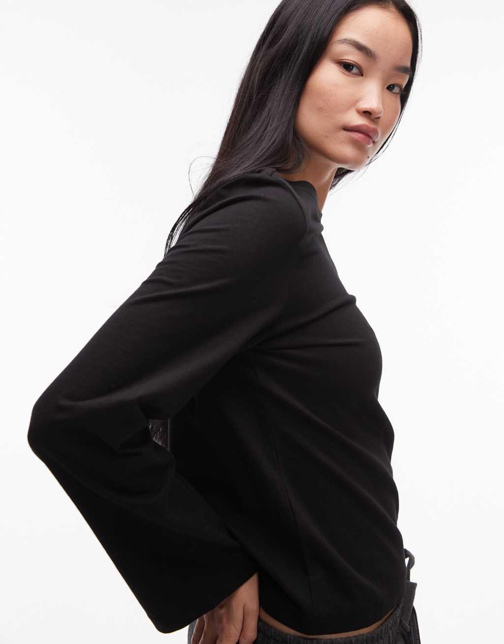 & Other Stories long sleeve top in black Product Image