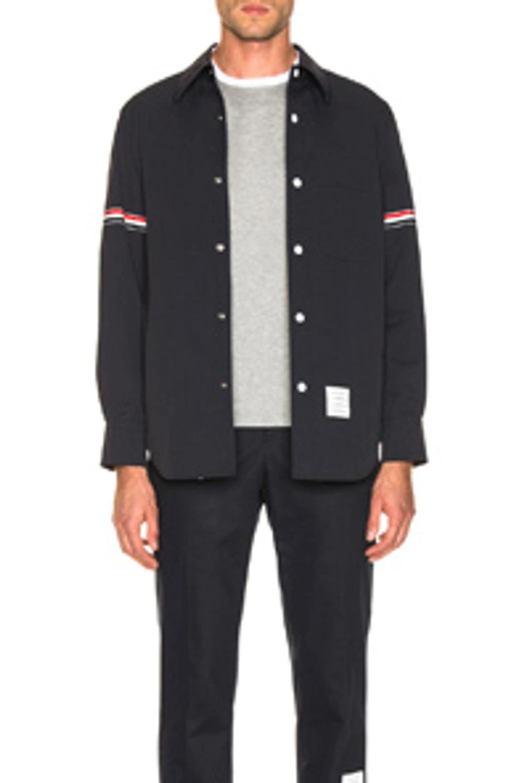 Snap Front Shirt Jacket In Navy Product Image