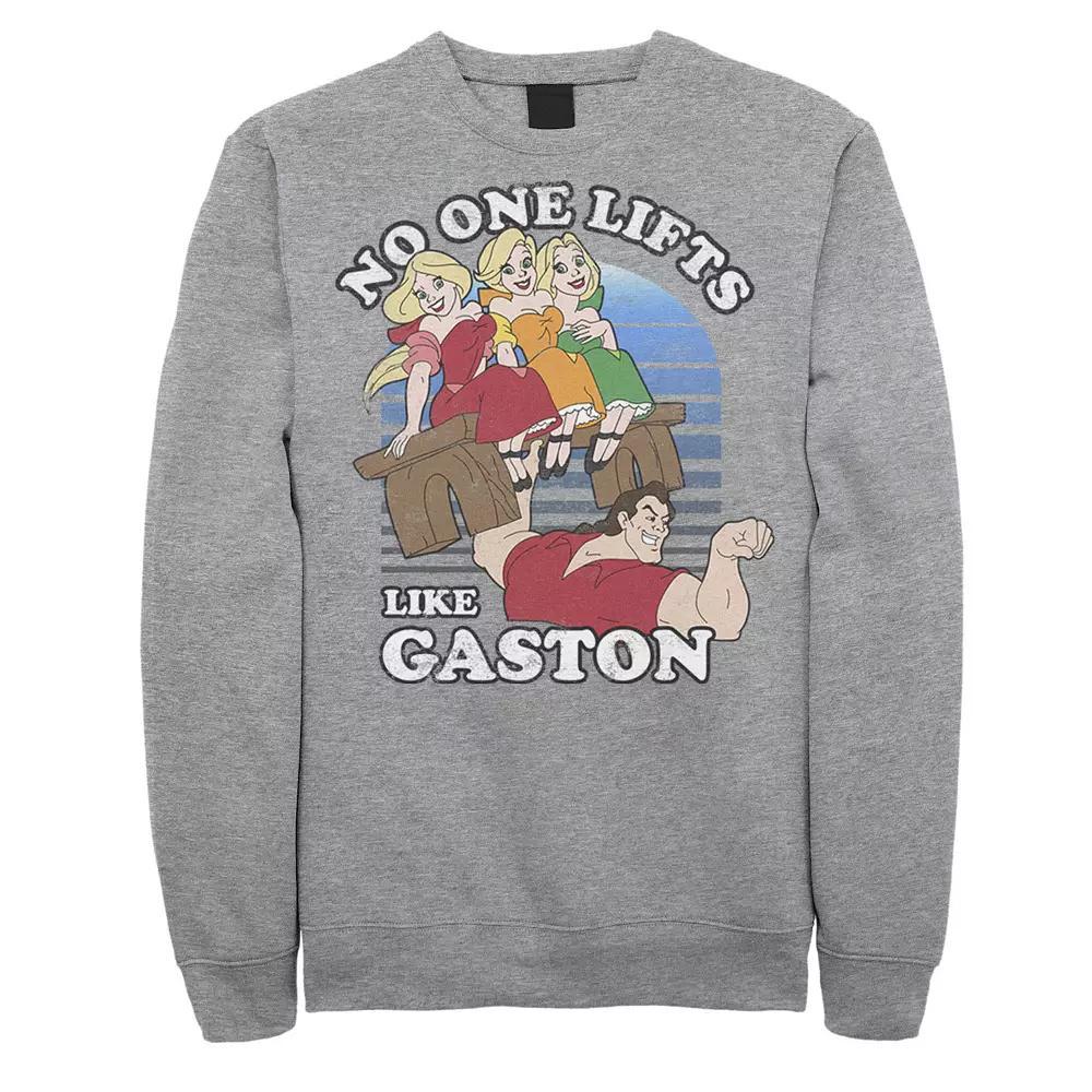 Disney's Beauty And The Beast Men's Lifts Like Gaston Fleece Graphic Pullover, Size: Large, Athletic Grey Product Image