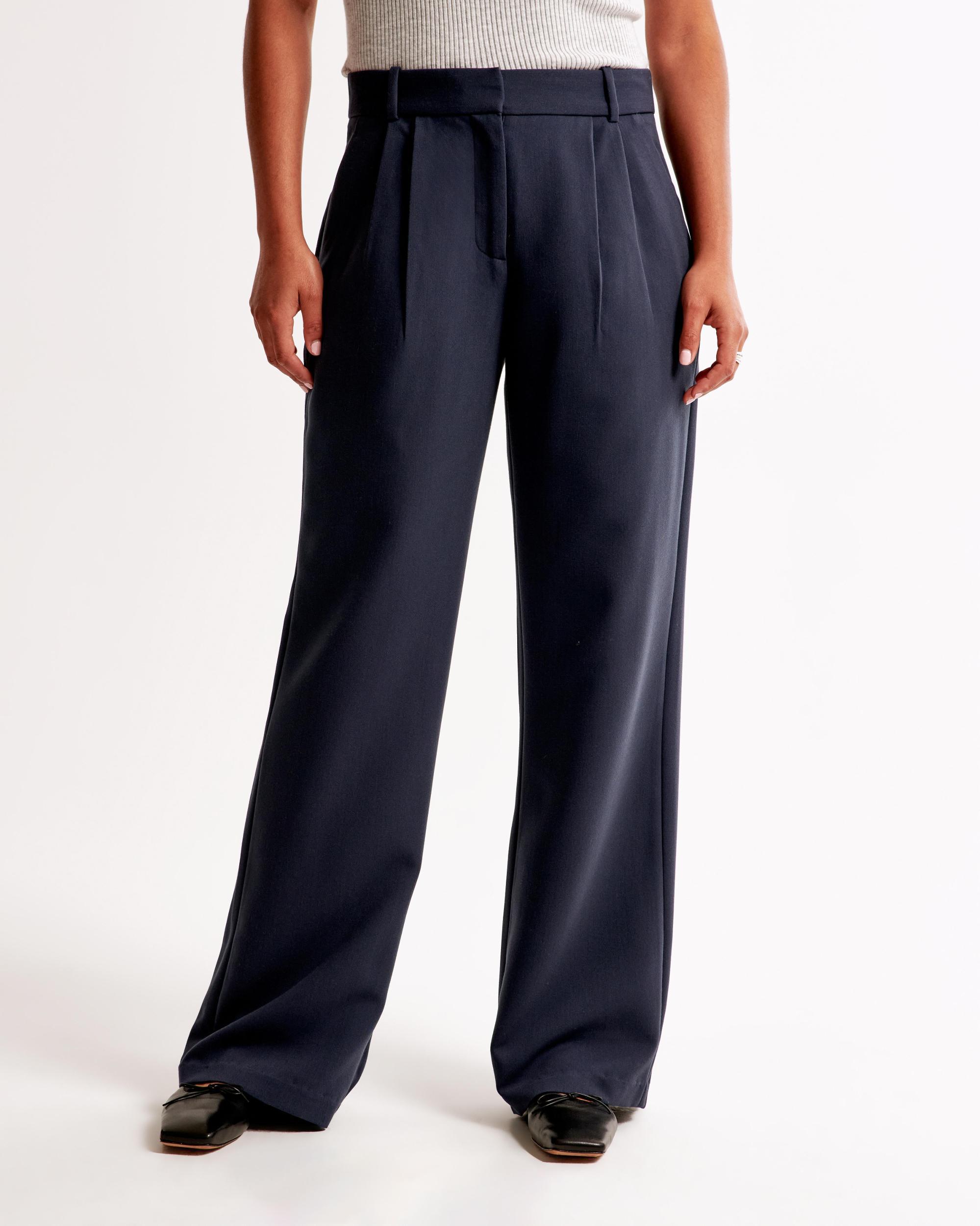 Curve Love A&F Sloane Low Rise Tailored Wide Leg Pant Product Image