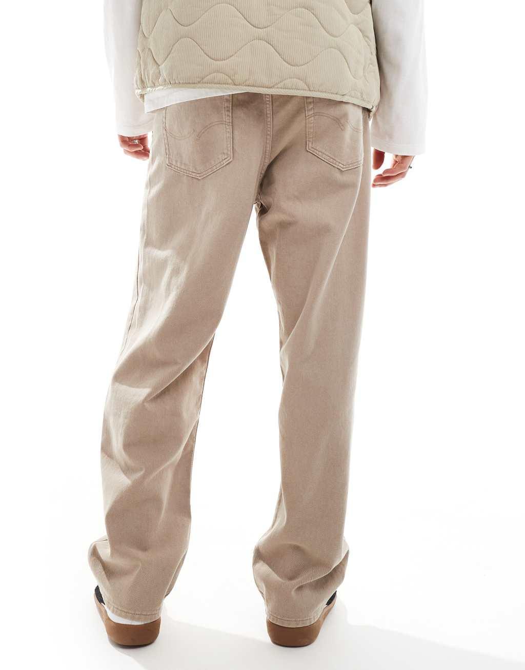 Jack & Jones Alex wide fit pants in beige Product Image