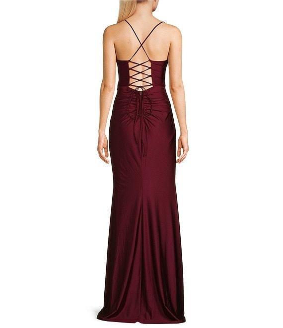 B. Darlin Spaghetti Strap Corset Side Shirred Long Dress Product Image