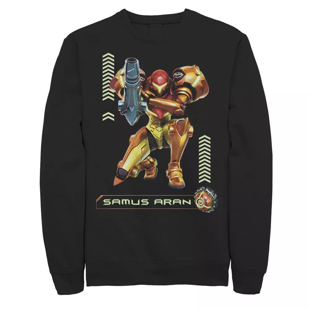 Men's Nintendo Nintendo Metriod Samus Aran Kneel Blaster Detailed Graphic Fleece Pullover,  Product Image