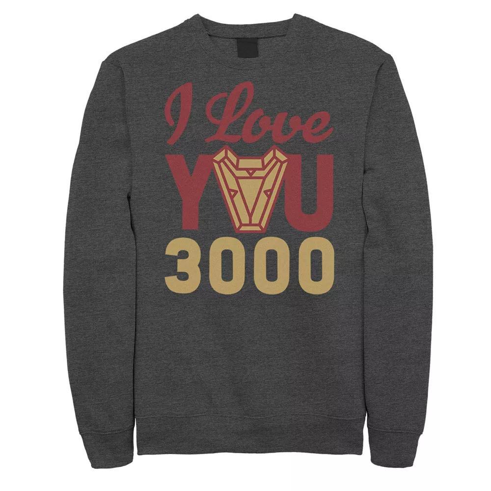 Men's Marvel Avengers: Endgame Iron Man I Love You 3000 Logo Sweatshirt, Size: Small, Grey Heather Product Image