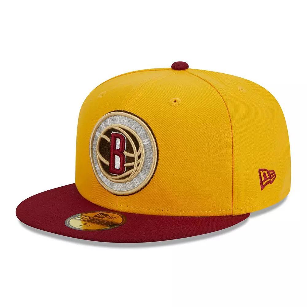 Men's New Era Yellow/Red Brooklyn Nets Fall Leaves 2-Tone 59FIFTY Fitted Hat, Size: 7 7/8 Product Image