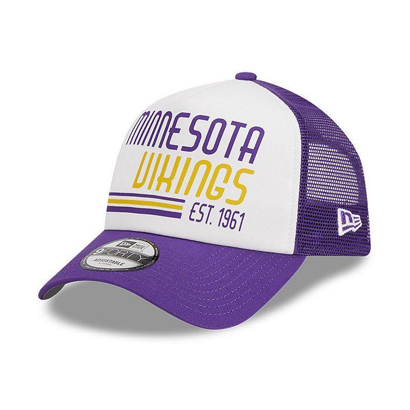 Mens New Era /Purple Minnesota Vikings Stacked A-Frame Trucker 9FORTY Adjustable Hat Product Image