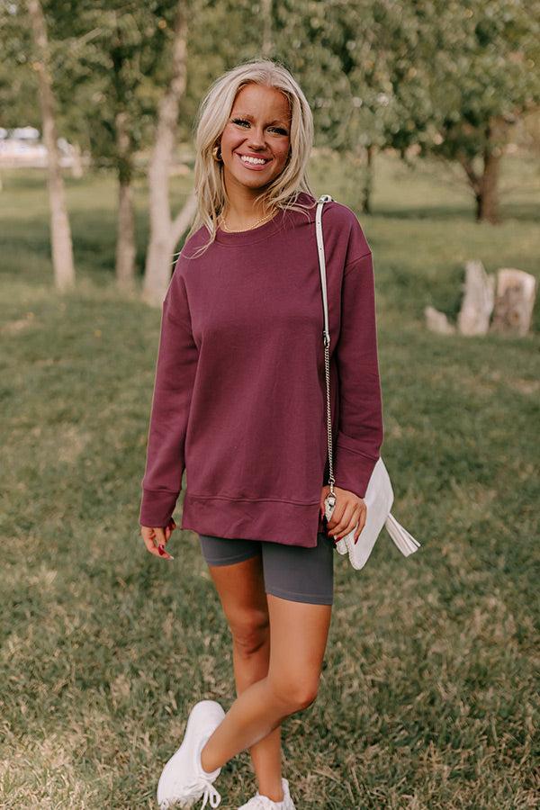 Central Park Stroll Oversized Sweatshirt in Maroon Product Image