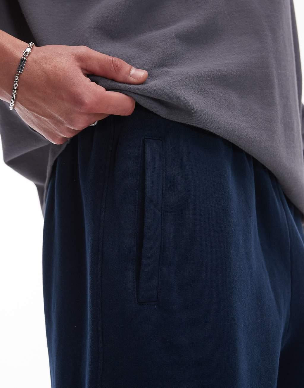 Topman washed straight leg sweatpants in blue Product Image