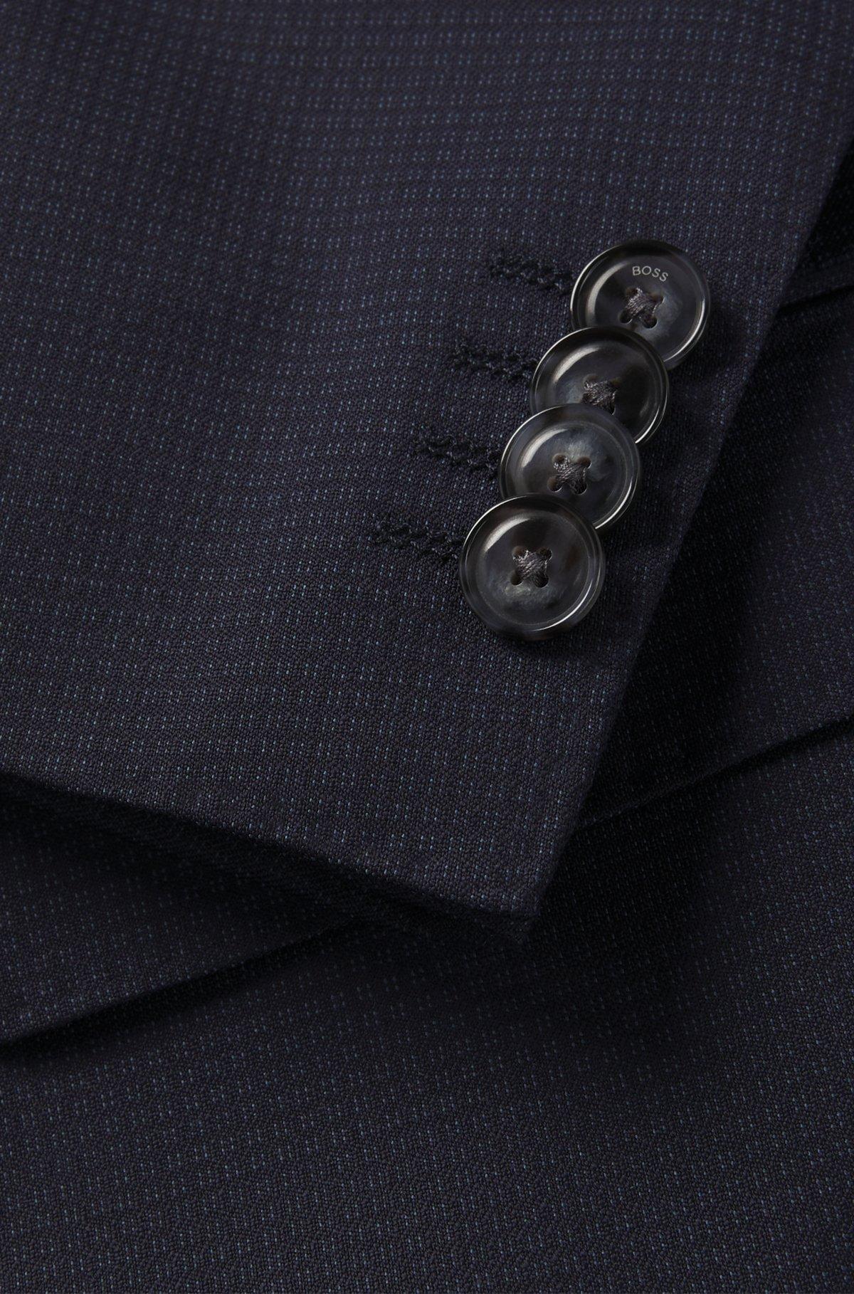BOSS - Slim-fit three-piece suit in patterned wool - Dark Blue Product Image