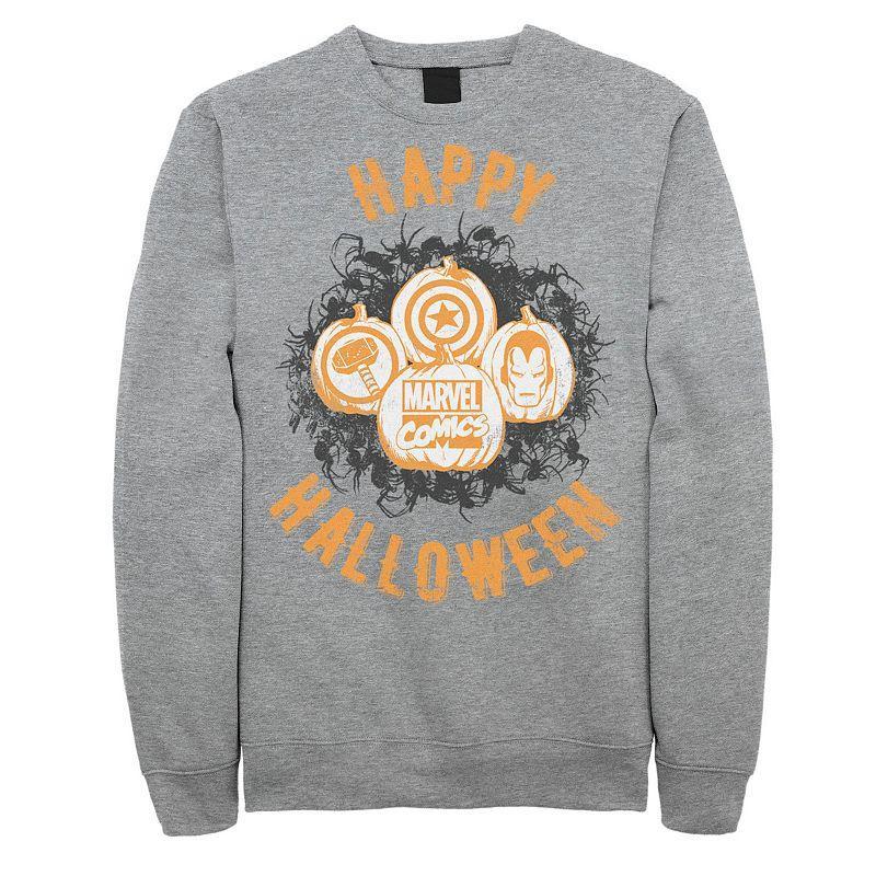 Men's Marvel Avengers Happy Halloween Pumpkins Sweatshirt, Size: Large, Athletic Grey Product Image