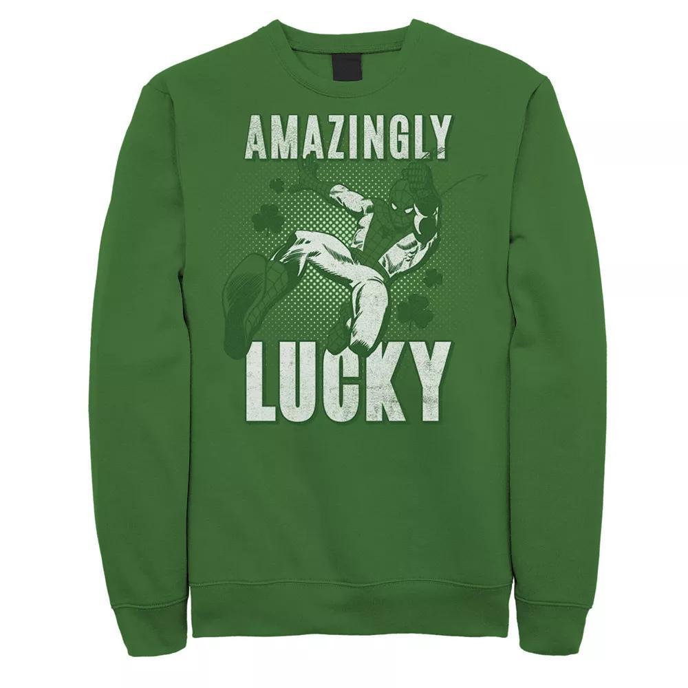 Men's Marvel St. Patty's Spider-Man Amazingly Lucky Sweatshirt, Size: XL, Kelly Product Image