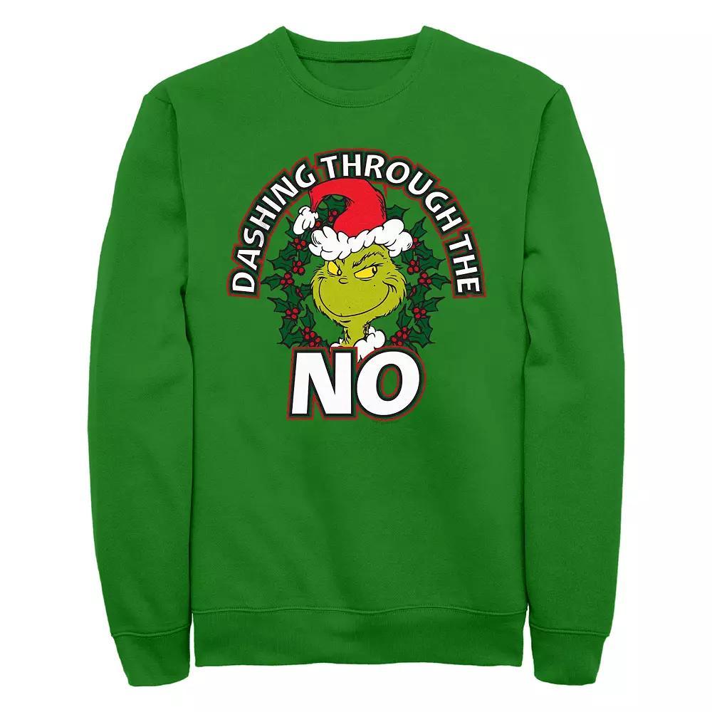 Men's Dr. Seuss Grinch Dashing Through The No Fleece Sweatshirt, Size: XL, Kelly Product Image
