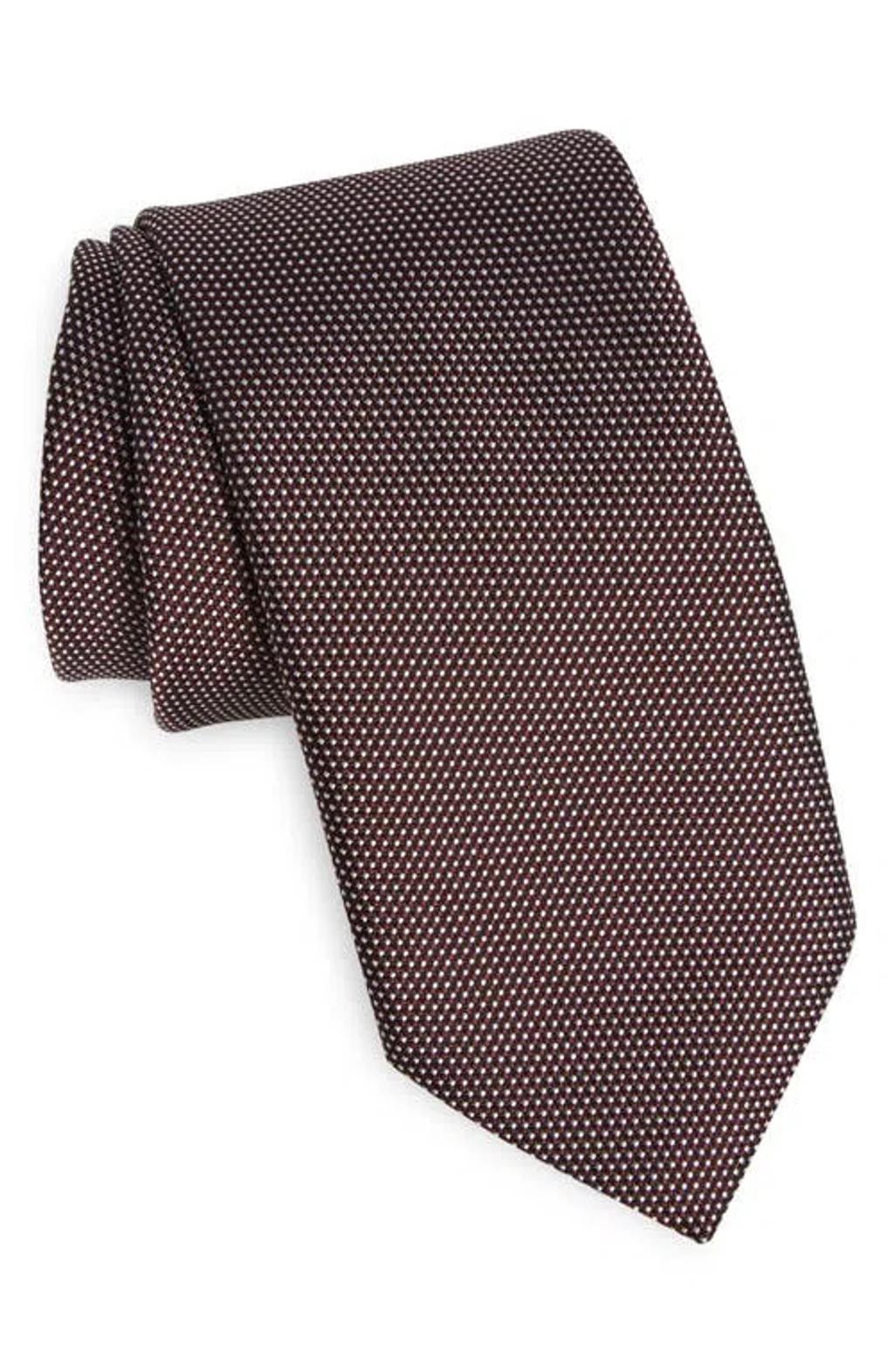 TOM FORD Diagonal Weave Mulberry Silk Tie In Burgundy Product Image