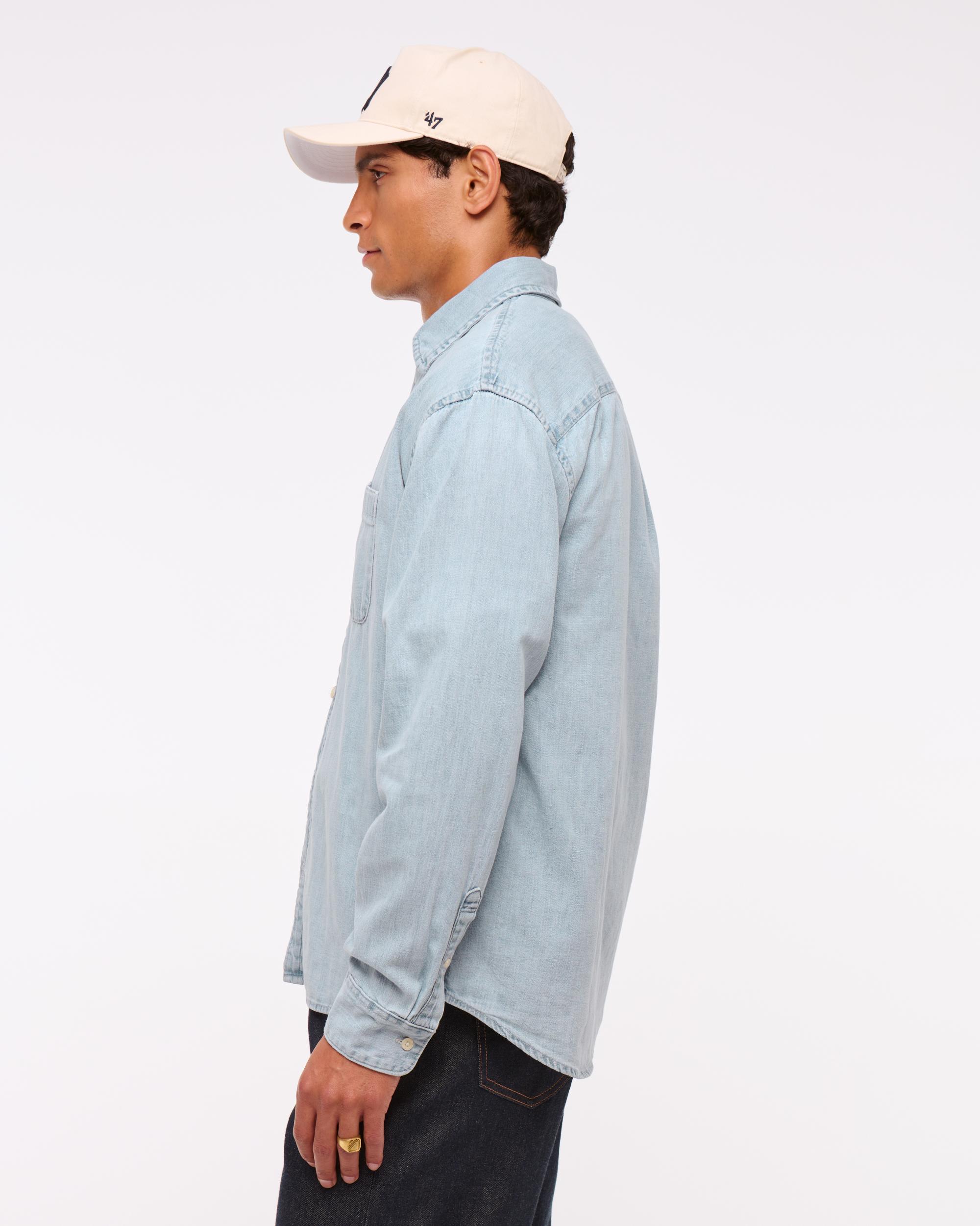 Denim Button-Up Shirt Product Image