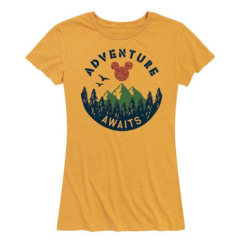 Disneys Mickey Mouse Womens Adventure Awaits Graphic Tee Grey Gray Product Image