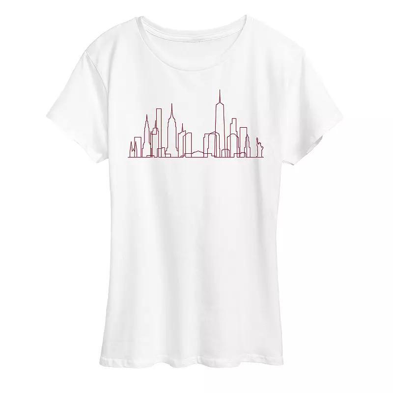 Women's NYC Skyline Line Art Graphic Tee,  Product Image