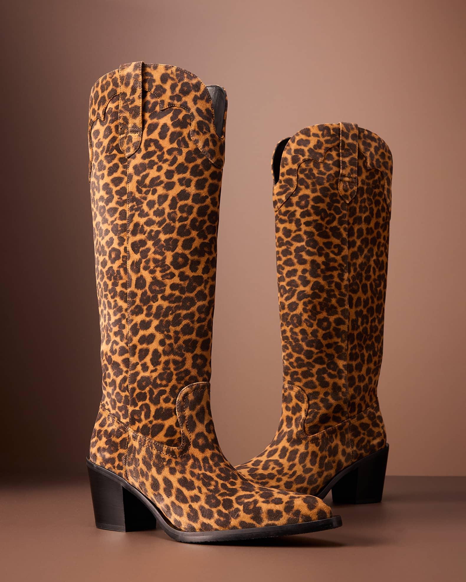 Felix Leopard-Printed Suede Western Boots Product Image