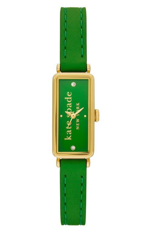 kate spade new york Womens Slim Rosedale Analog Green Leather Strap Watch Product Image