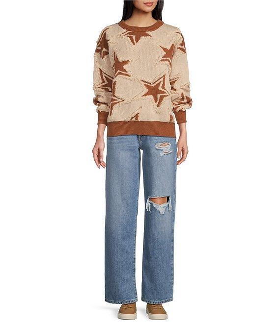 Sadie & Sage Show Time Star Intarsia Oversized Sweater Product Image