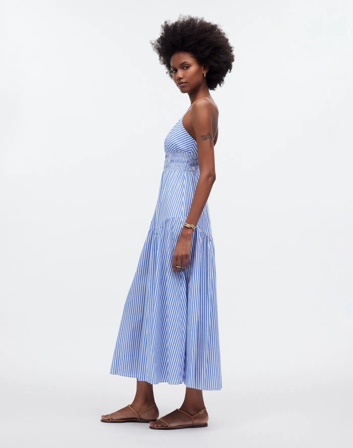 Empire-Waist Tiered Maxi Dress in Stripe Product Image