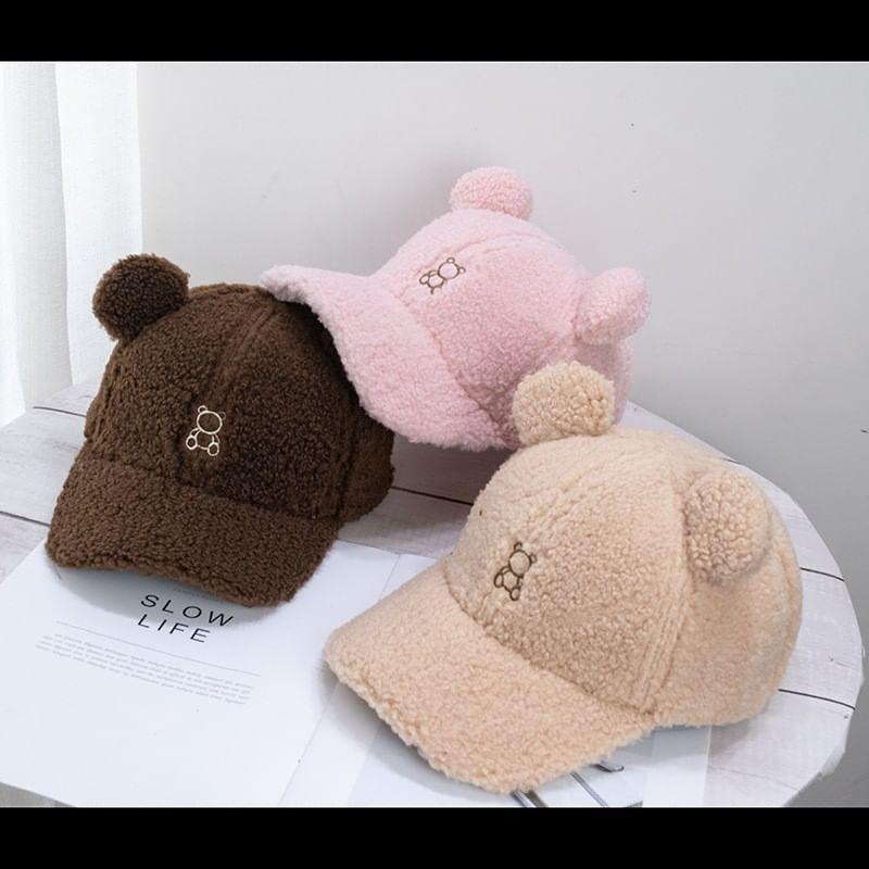 Bear Ear Faux Shearling Baseball Cap Product Image