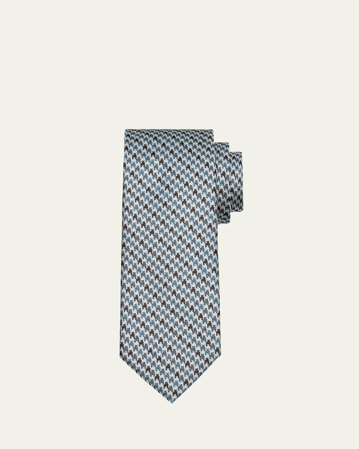 Mens Vertical Houndstooth Silk Tie Product Image