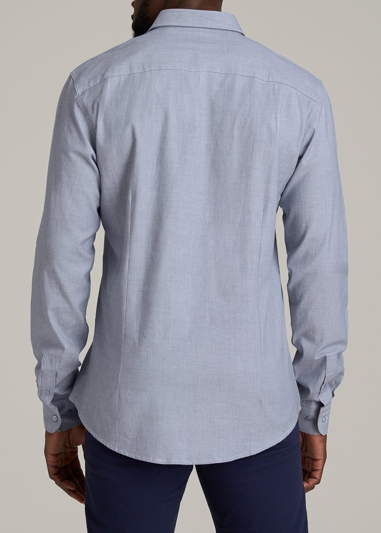 Oskar Button-Up Dress Shirt for Tall Men in Navy Micro Texture Male Product Image