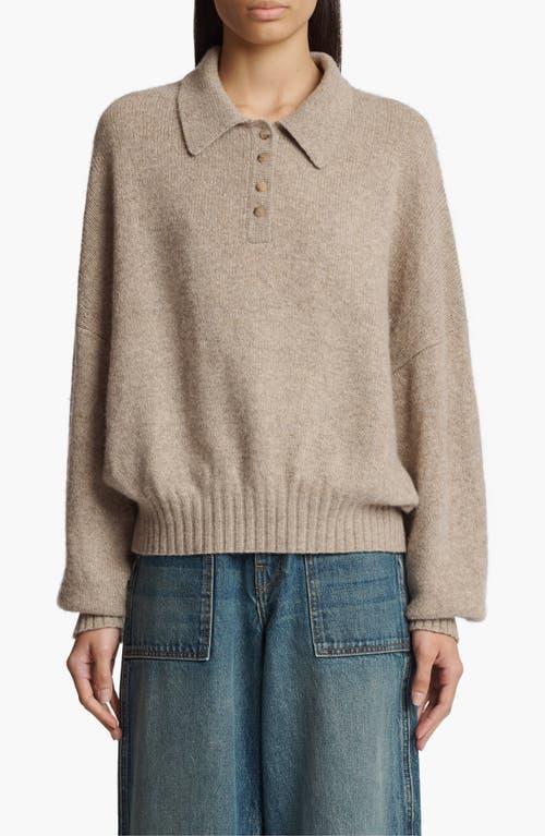 KHAITE Rene Long Sleeve Cashmere Polo Sweater In Sepia Product Image