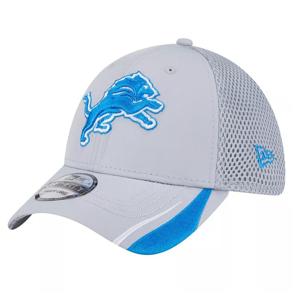 Men's New Era  Gray Detroit Lions Game Day Linear 39THIRTY Flex Hat, Size: Large/XL, Grey Product Image