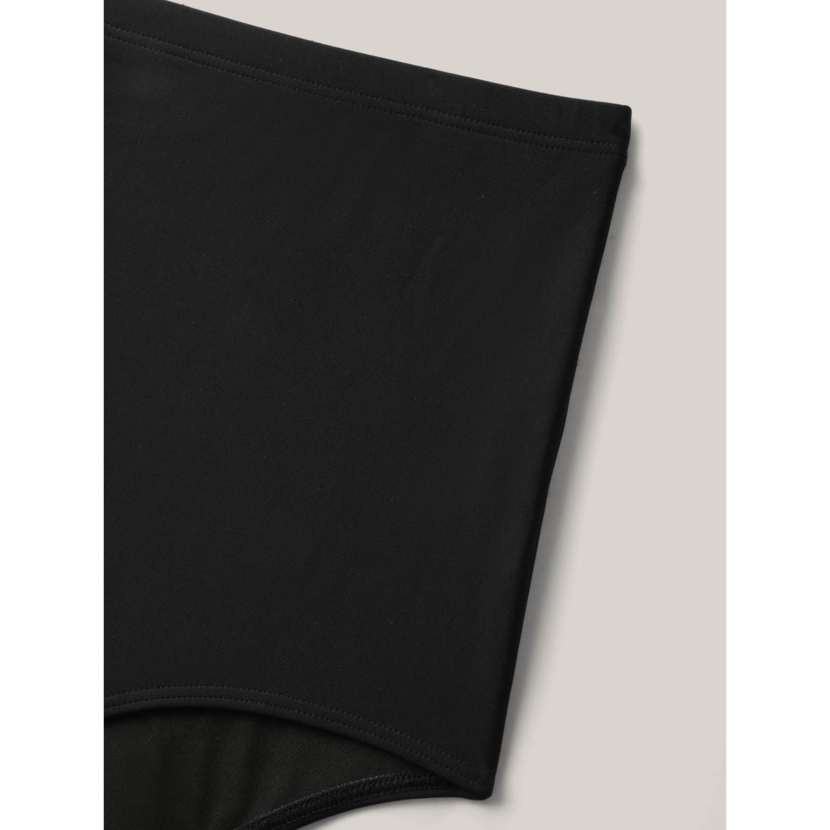 Plus Size Ruffled Hem Flutter Sleeve Drawstring Swim Dress Women's Swimwear Aegean Resort Bodycon Overlap Collar High stretch Curve Swim Dresses BloomChic 18-20/2X Product Image