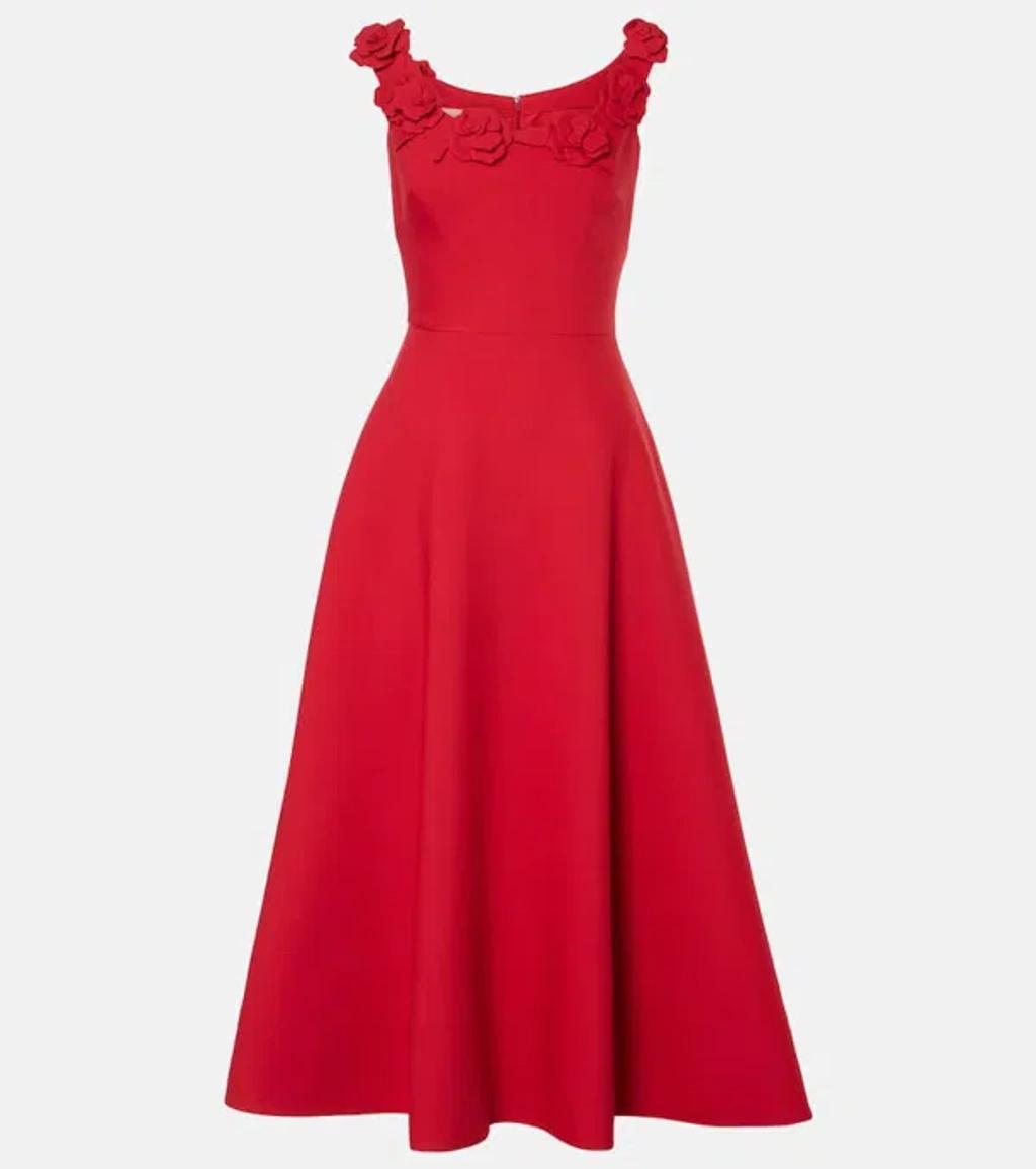 VALENTINO Crepe Couture Floral Midi Dress In Rot Product Image