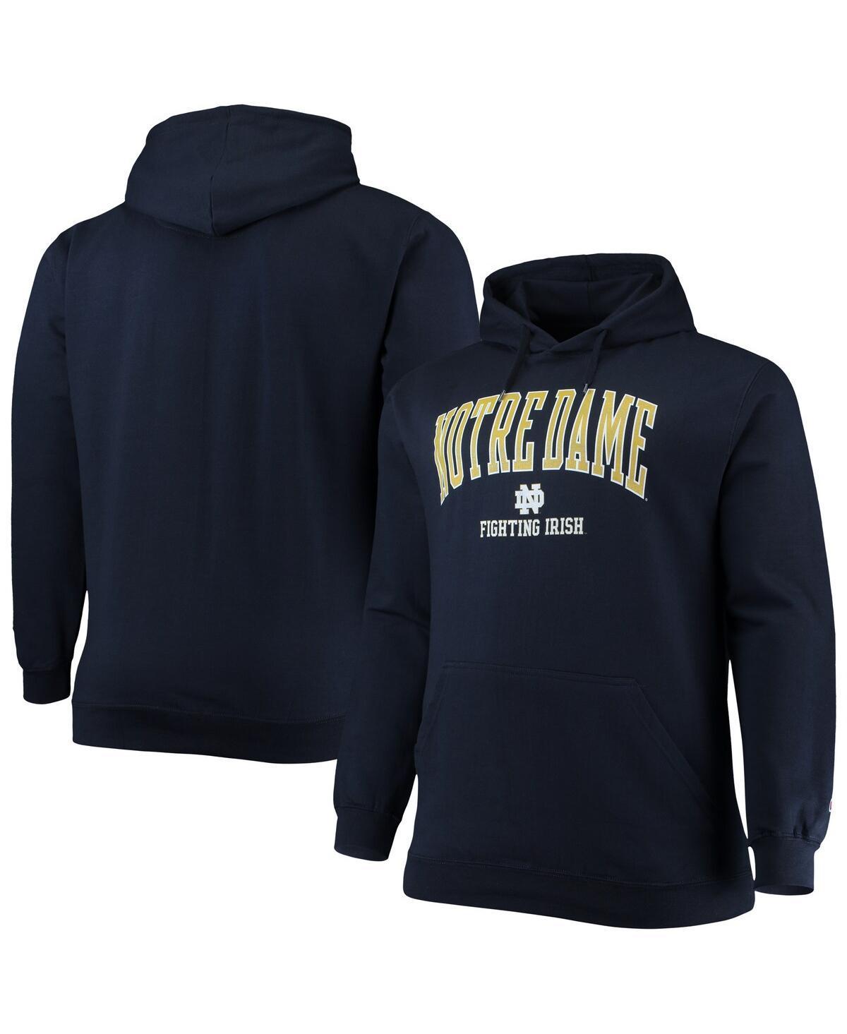 Men's Champion Navy Notre Dame Fighting Irish Big & Tall Arch Over Logo Powerblend Pullover Hoodie, Size: XLT, Blue Product Image