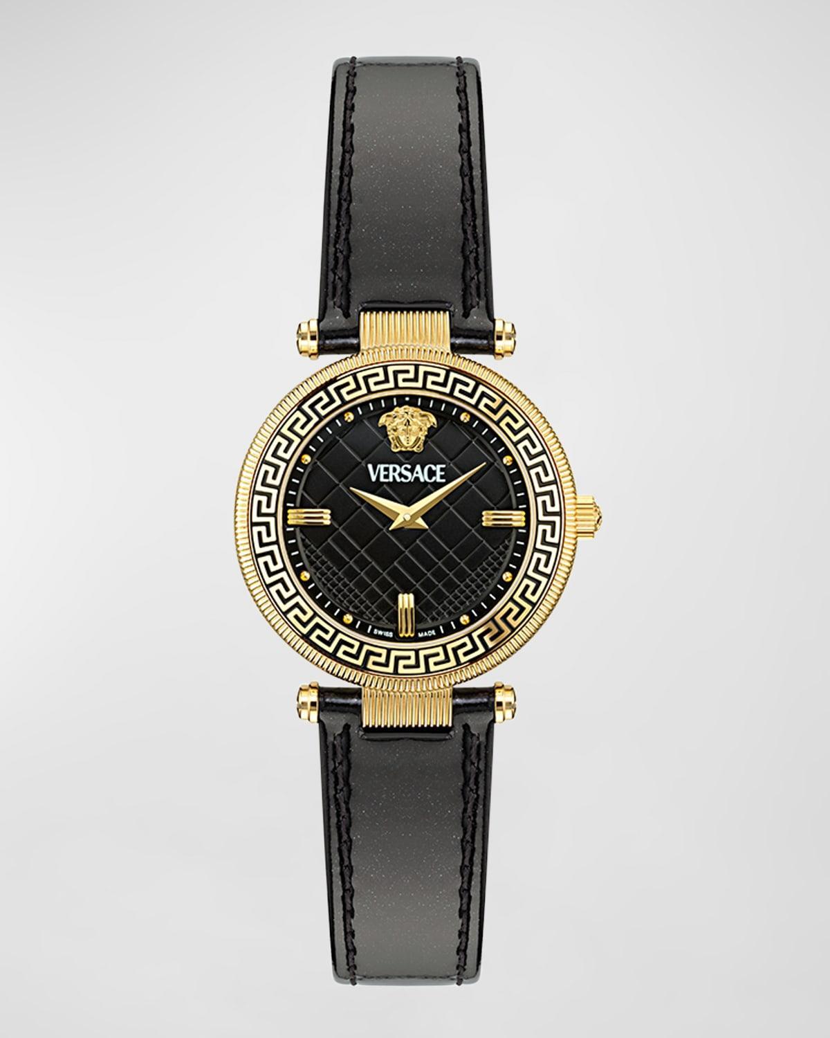 Versace Womens Reve Analog Black Leather Strap Watch Product Image