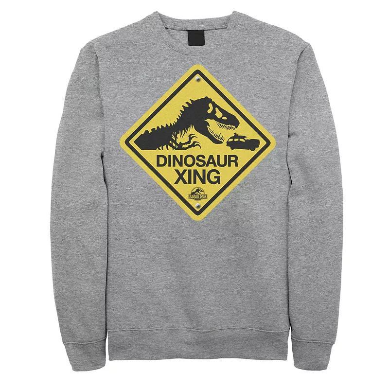Men's Jurassic Park Dinosaur Crossing Yellow Sign Sweatshirt,  Product Image