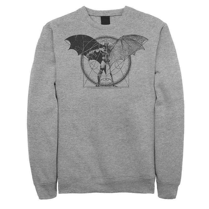 Men's DC Comics Batman Half Skeleton Sketched Poster Sweatshirt, Size: Small, Athletic Grey Product Image