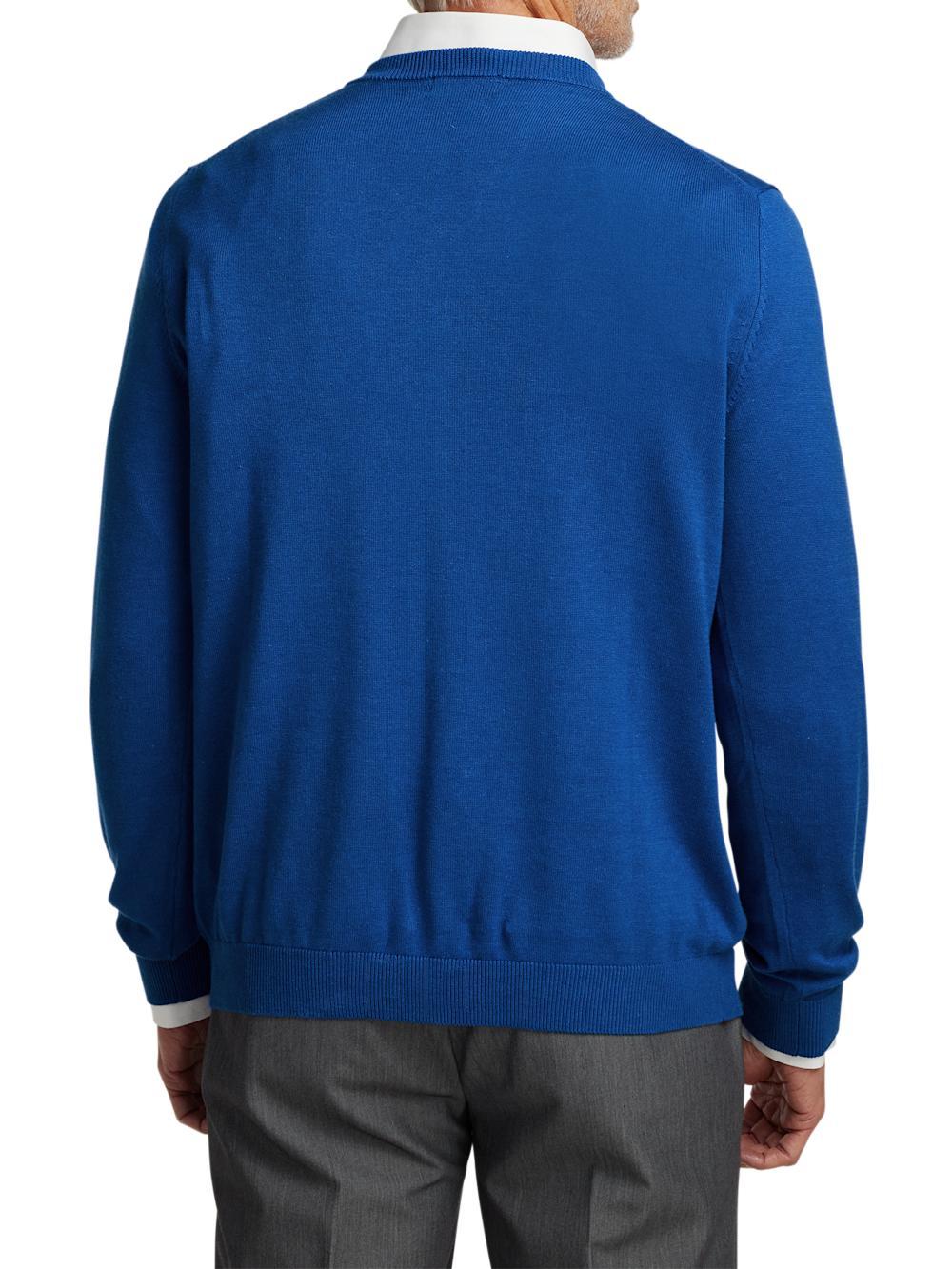 Supima Cotton V-neck Sweater - Blue Product Image
