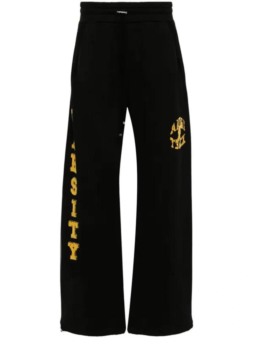 Flocked-logo Cotton Track Pants In Black Product Image