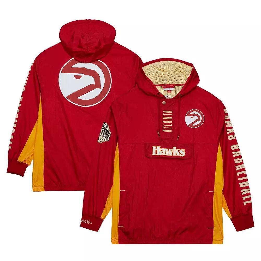 Men's Mitchell & Ness Red Atlanta Hawks Team OG 2.0 Vintage Logo Anorak Windbreaker Quarter-Zip Jacket,  Product Image