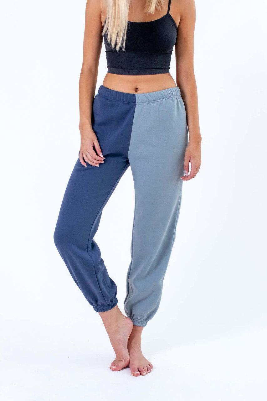 Blue Color Blocked Joggers Product Image