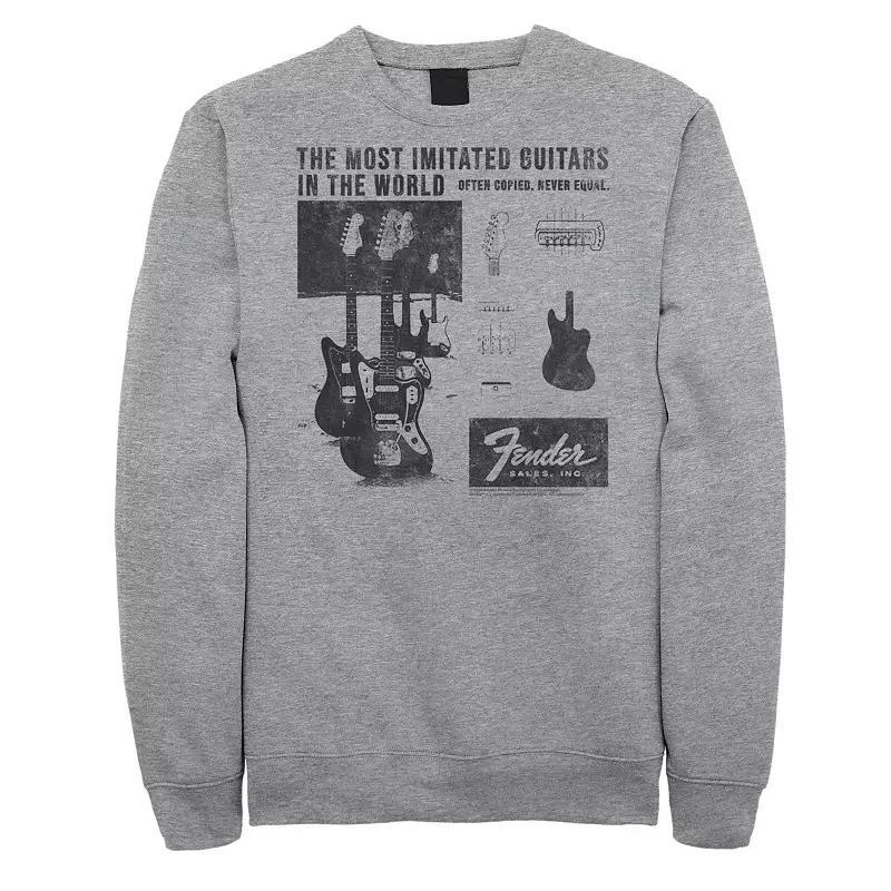 Big & Tall Fender The Most Imitated Guitars In The World Fleece Sweatshirt, Men's, Size: 5XL, Athletic Grey Product Image