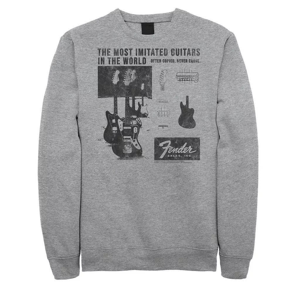 Big & Tall Fender The Most Imitated Guitars In The World Fleece Sweatshirt, Men's, Size: 5XL, Athletic Grey Product Image