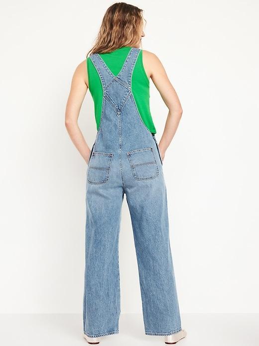 Baggy Wide-Leg Jean Overalls Product Image