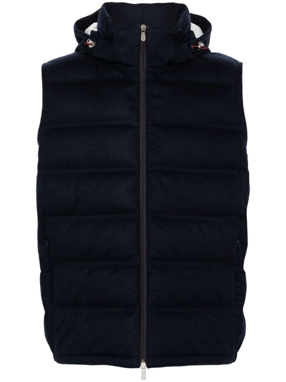 BRUNELLO CUCINELLI Sleeveless Down Jacket In Membraned Taffeta With Heat Tapes And Detachable Hood In Black Product Image