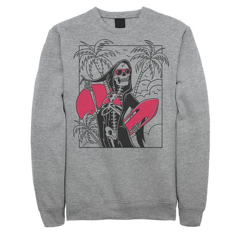 Men's Grim Reaper Surfs Up Portrait Fleece, Size: XL, Athletic Grey Product Image