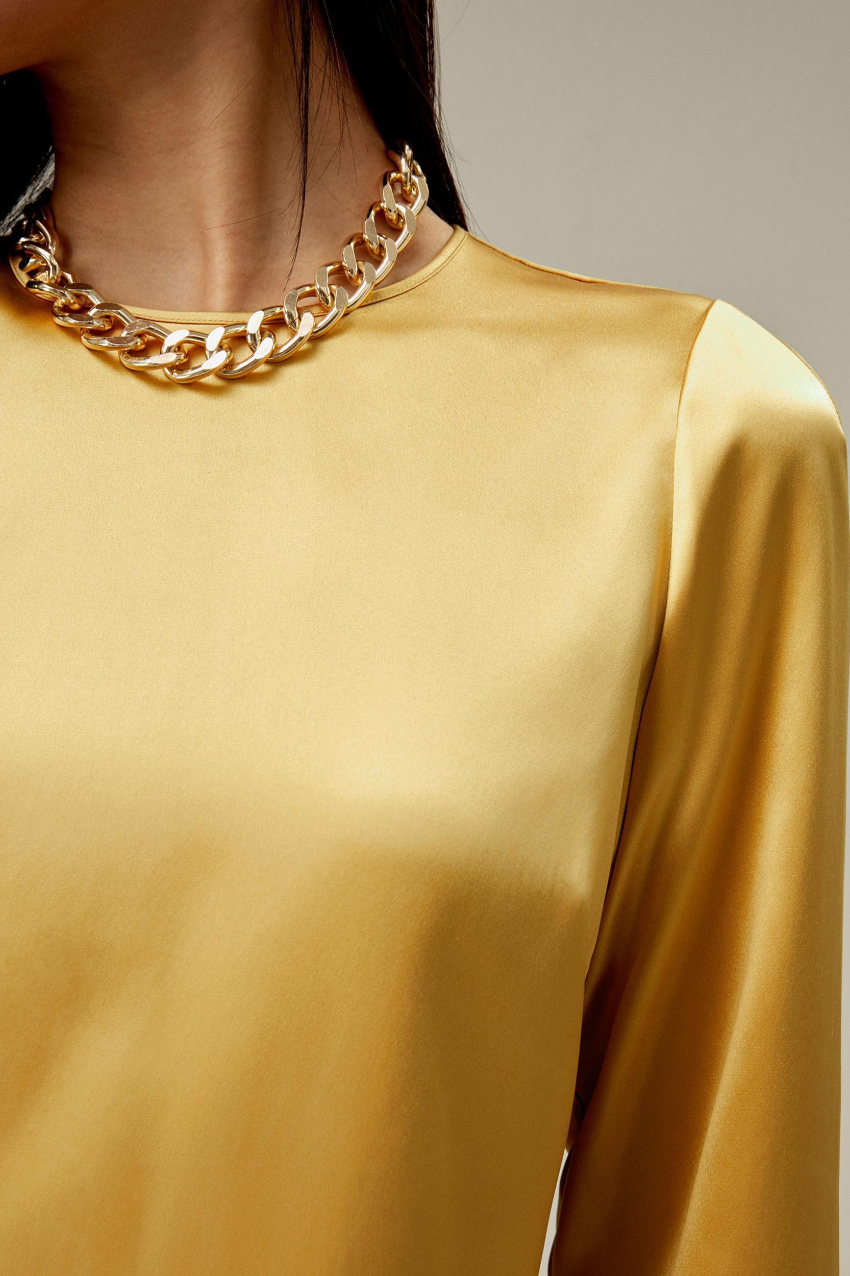 Minimalist Long Sleeve Silk Top Product Image