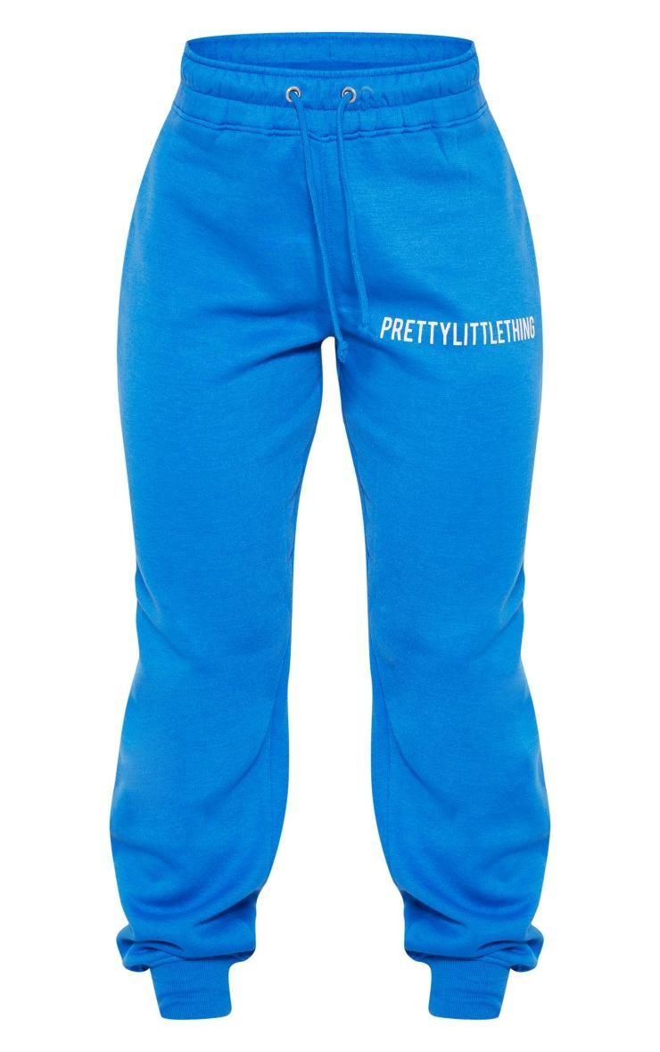 PRETTYLITTLETHING Blue Logo High Waisted Cuffed Sweatpants Product Image