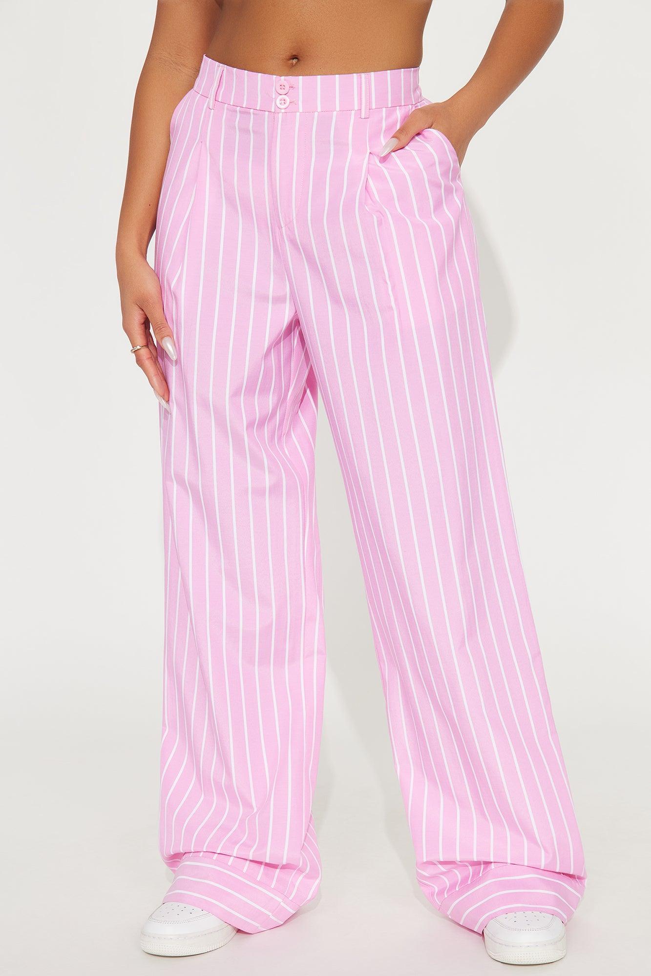 Daria Striped Trouser Pant - Pink Product Image