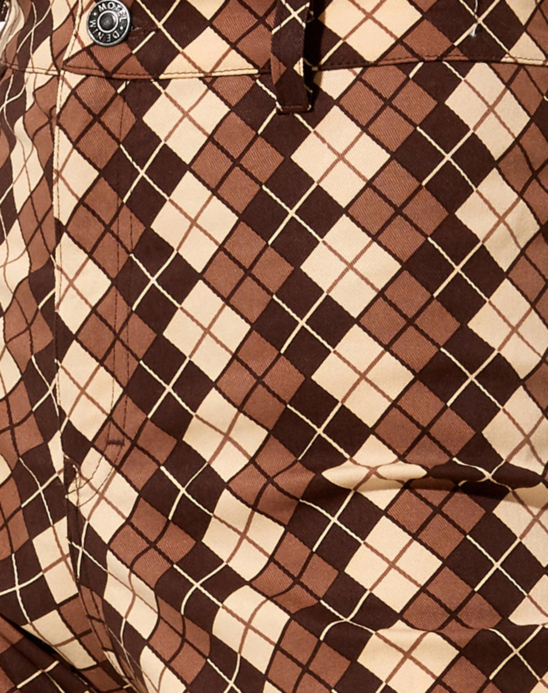 Zoven Flare Trouser in Argyle Brown Product Image