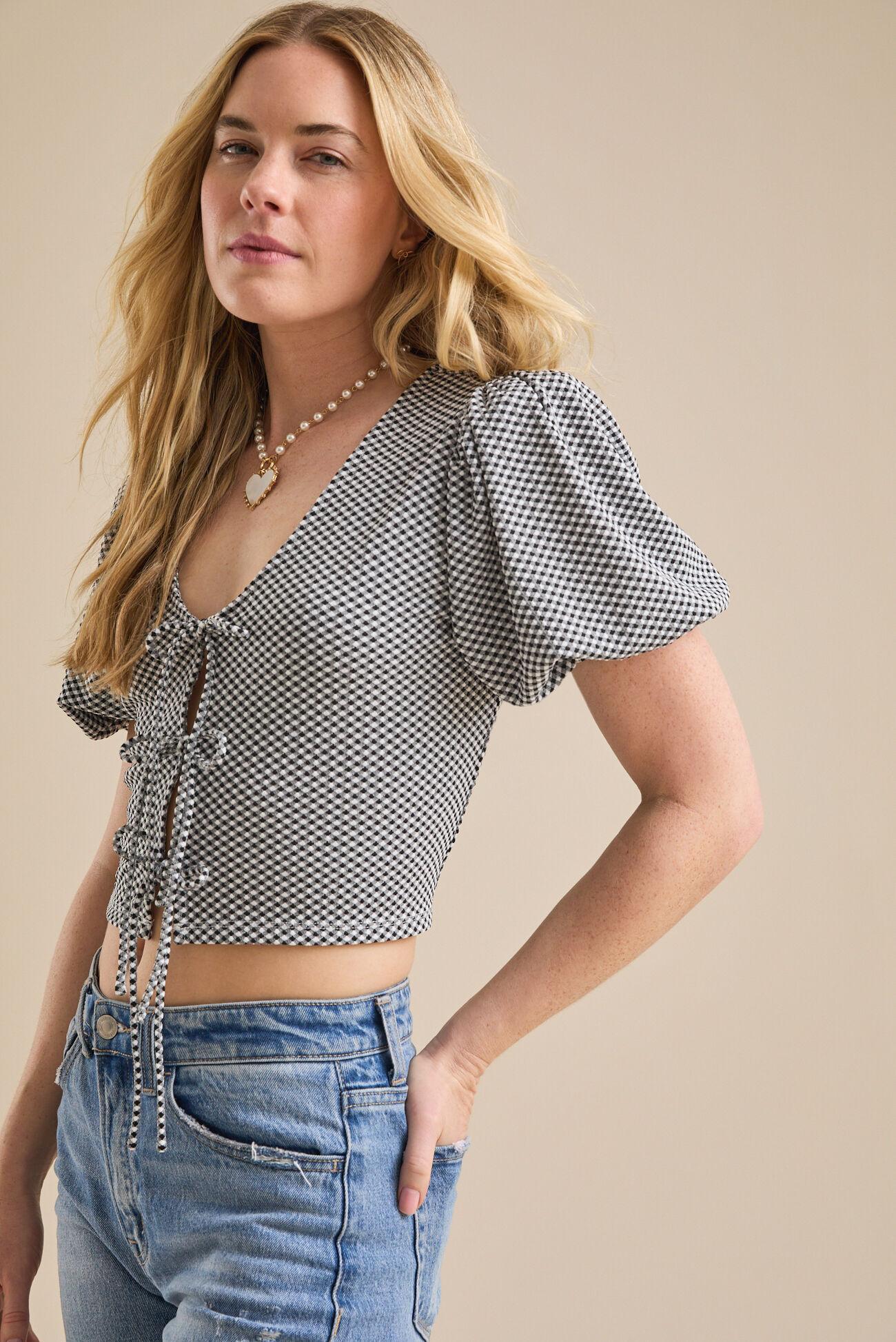 Peggy Gingham Tie Front Top Product Image